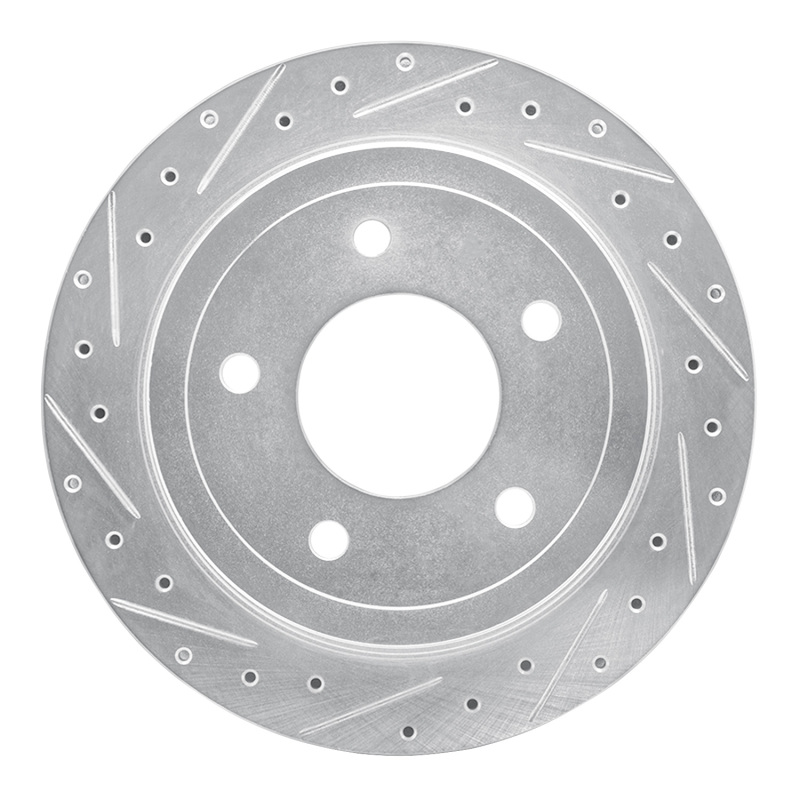 Ford E-150 Brake Rotor (1) - Rear Left - R1 Concepts - Drilled & Slotted - Silver - `04-`06